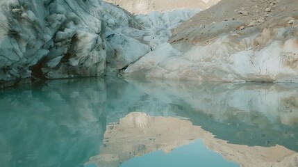 Glacial turquoise water reflecting rocky cliffs for nature conservation websites.
