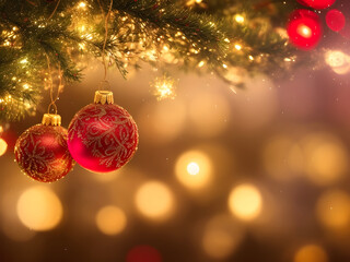 빛을 반사하는 금색과 은색으로 아름답게 제작된 크리스마스 장식품 클로즈업. 부드럽고 흐릿한 홀리데이 조명을 배경으로 프리미엄, 축제 분위기, 우아한 분위기를 선사합니다.