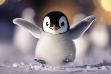 Fototapeta premium penguin on snow