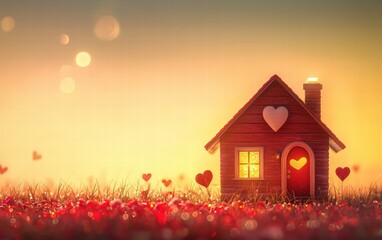 Saint Valentines Day house background