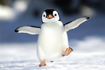 Fototapeta premium penguin on snow