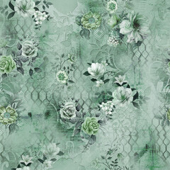 textile digital print seamless pattern design along with texture background