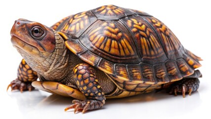 Fototapeta premium A cute turtle walking on a white background