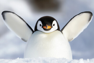 Fototapeta premium penguin on snow