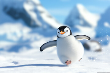 Fototapeta premium penguin on snow