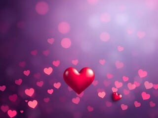 Red heart on purple background 