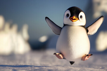 Fototapeta premium penguin on snow