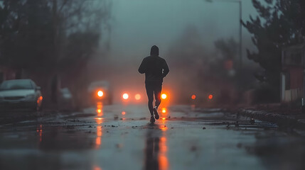 Fototapeta premium Foggy Night Run Illustration