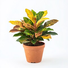 Obraz premium A potted croton plant isolated on white background