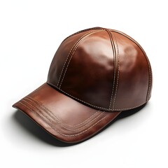 A BROWN LEATHER CAP ELEGANTLY DISPLAY