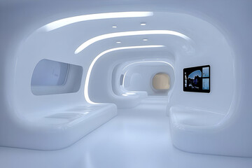 Futuristic White 3D Interior Design