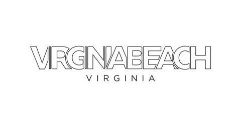 Virginia Beach, USA typography slogan design. America logo with graphic city lettering for print and web.