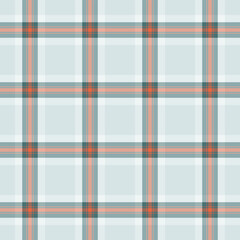 Clan vector seamless background, naked textile tartan check. Fibrous fabric texture plaid pattern in pastel and red colors.