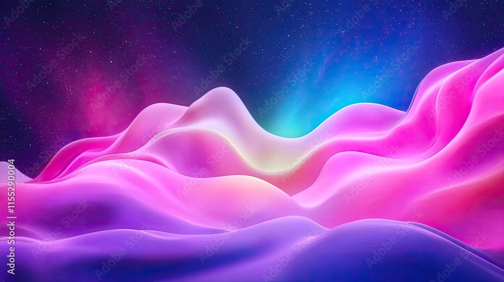 Poster Dreamy Abstract Background of Colorful Waves with Soft Curves and Glowing Light Enhancing a Cosmic Atmosphere