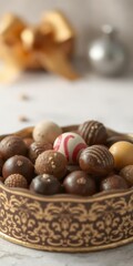 Assorted chocolate candies in a decorative box, confectionery,chocolates