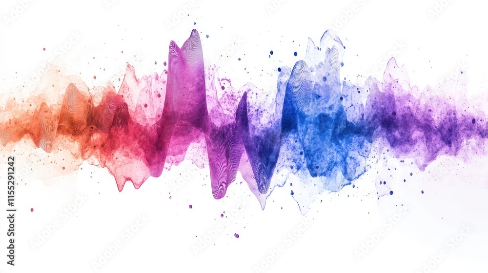 Poster dynamic sound wave visualization abstract digital art colorful background modern