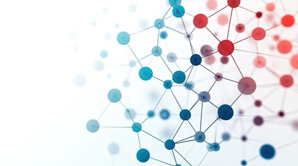 Abstract Geometric Background with Colorful Nodes and Connections in Blue and Red Tones for Technology and Science Concepts