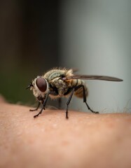Obraz premium A close up of a fly on a person's arm