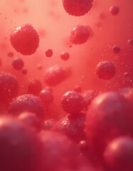 A bunch of red berries floating in the air