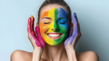 Rainbow Face Paint Illustration