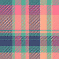 Sky texture check pattern, design seamless background fabric. Soft textile tartan plaid vector in blue and orange colors.