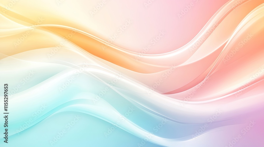 Poster soft pastel waves flowing together in harmonious gradient for serene backgrounds or modern abstract 