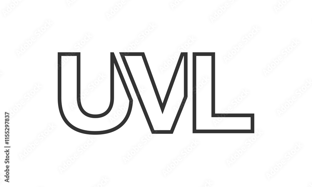 Poster uvl logo design template with strong and modern bold text. initial based vector logotype featuring s