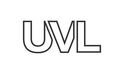 UVL logo design template with strong and modern bold text. Initial based vector logotype featuring simple and minimal typography. Trendy company identity.