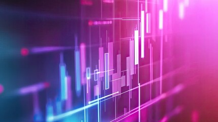 Abstract digital stock market graphic with vibrant colors depicting candlestick chart and trading data analysis for financial investment concepts