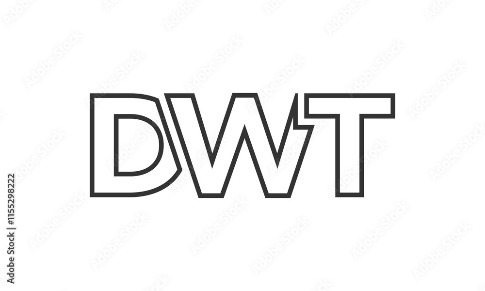 Poster dwt logo design template with strong and modern bold text. initial based vector logotype featuring s