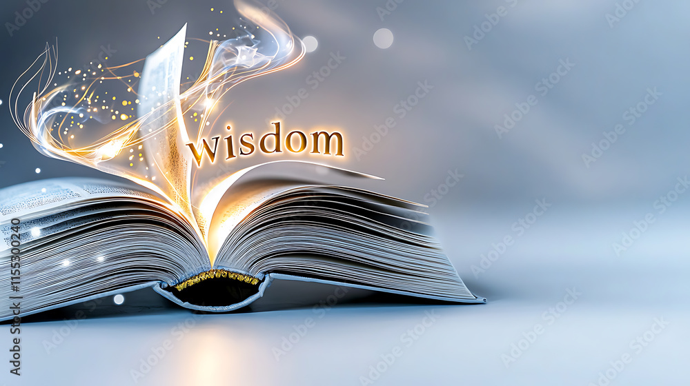 Aufkleber wisdom book opened in a serene environment capturing enlightenment and knowledge magical elements