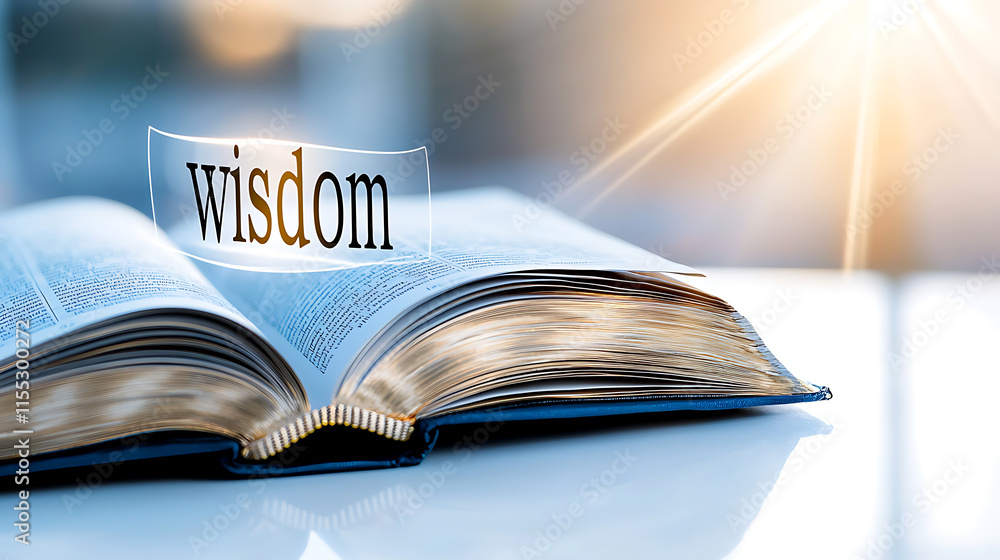 Aufkleber wisdom unveiled exploring knowledge through an open book in a tranquil setting