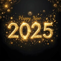 Happy New Year 2025 Celebration with Golden Sparkles