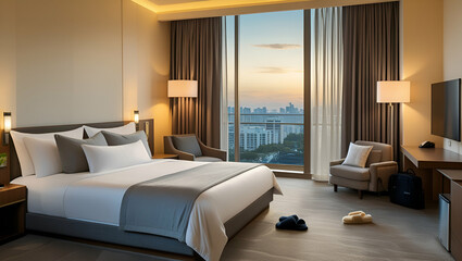 3d rendering beautiful comtemporary luxury bedroom, Generative AI
