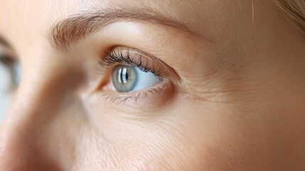 Obraz premium woman face wrinkles before and after treatment. close-up of eyes.