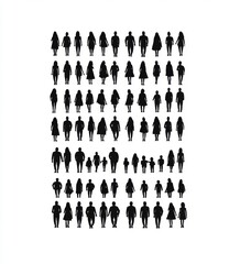 Editable modern profiles of people walking hand in hand