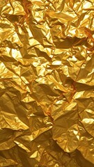 Shimmering gold foil, crumpled texture with light reflections, detail, glitter, bright