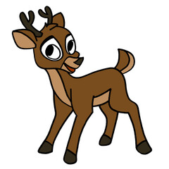 a drawing of brown deer looking happy smile in the face