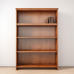 Wooden Bookcase with Books  Empty Shelves  Home Interior
