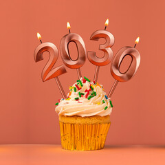 Happy New Year 2030 - Candles in the form of burning numbers