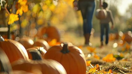 A defocused snapshot of autumn fun at the pumpkin patch.