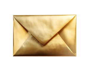 Shiny Gold Envelope with a bright and luxurious design. Isolated on transparent background, png.