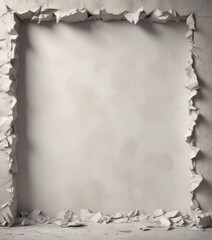 Fototapeta premium Aged white paper wall, heavily creased, ripped edges, blank space , vintage, overlay, worn