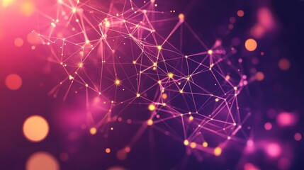 Obraz premium Abstract network of glowing nodes and connections in vibrant color.