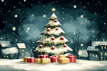 Obraz premium christmas tree with snow