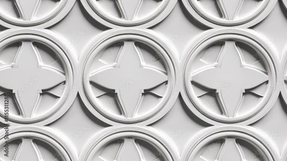 Poster Textured white circular design featuring star patterns repeating across the surface in a uniform layout