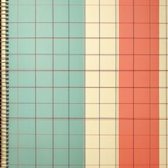 Fototapeta premium Spiral bound notebook with a blue and white checkered background and red