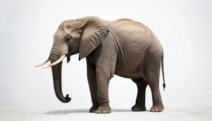 Fototapeta premium Majestic African Elephant Against a Clean White Background