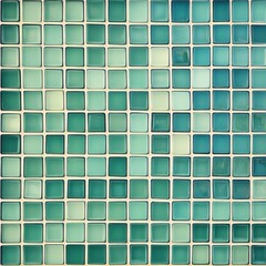 Tile floor with a green and white pattern