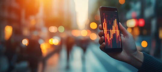 Investor Checks Real-Time Stock Market Charts and Financial Trading Information on Smartphone